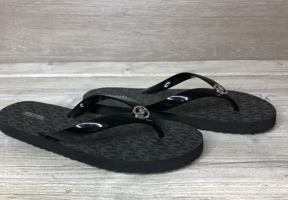 Michael Kors Signature Logo Sandals Womens 10 Flip Flops NEW Casual